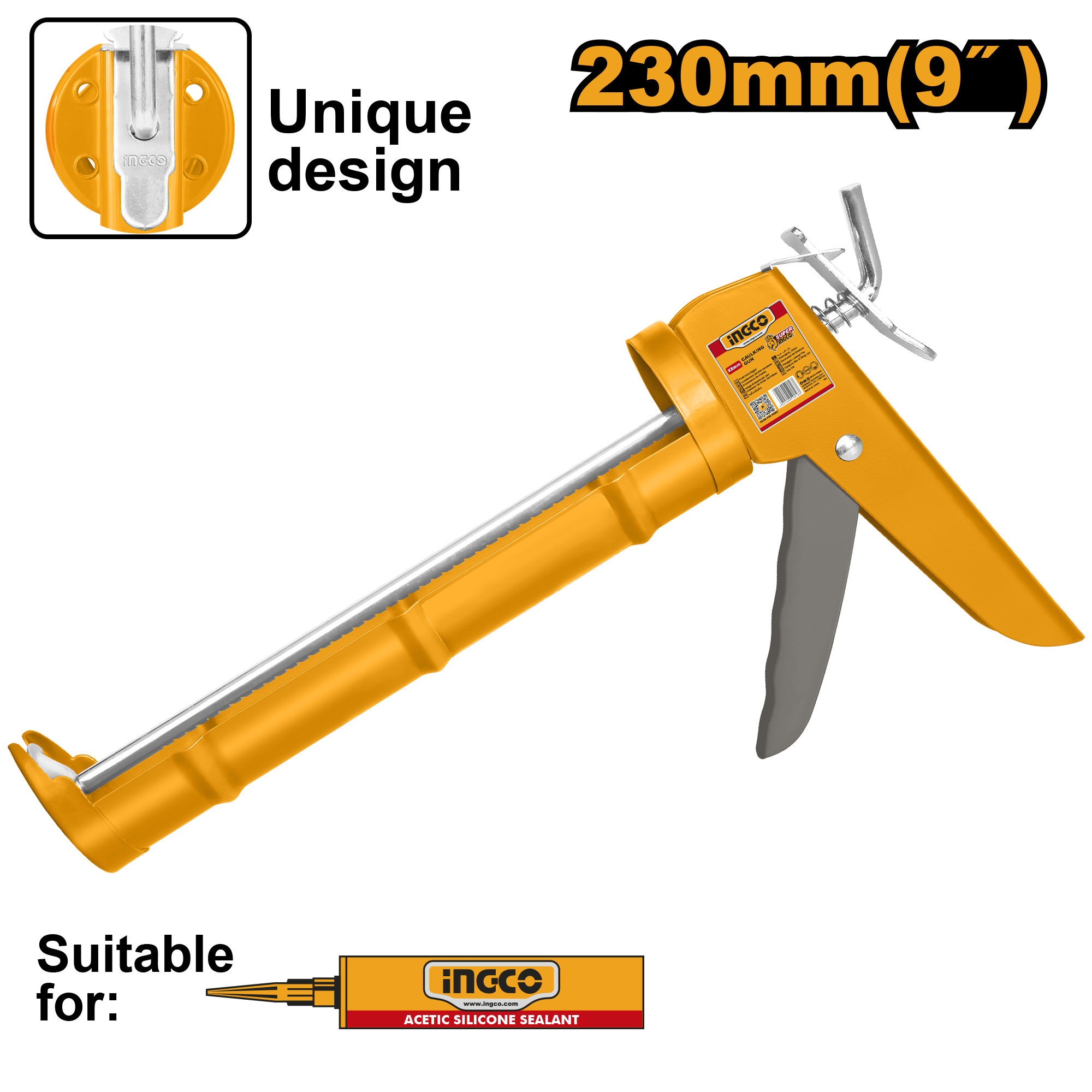 Пистолет для герметика INGCO HCG1809 полузакрытый