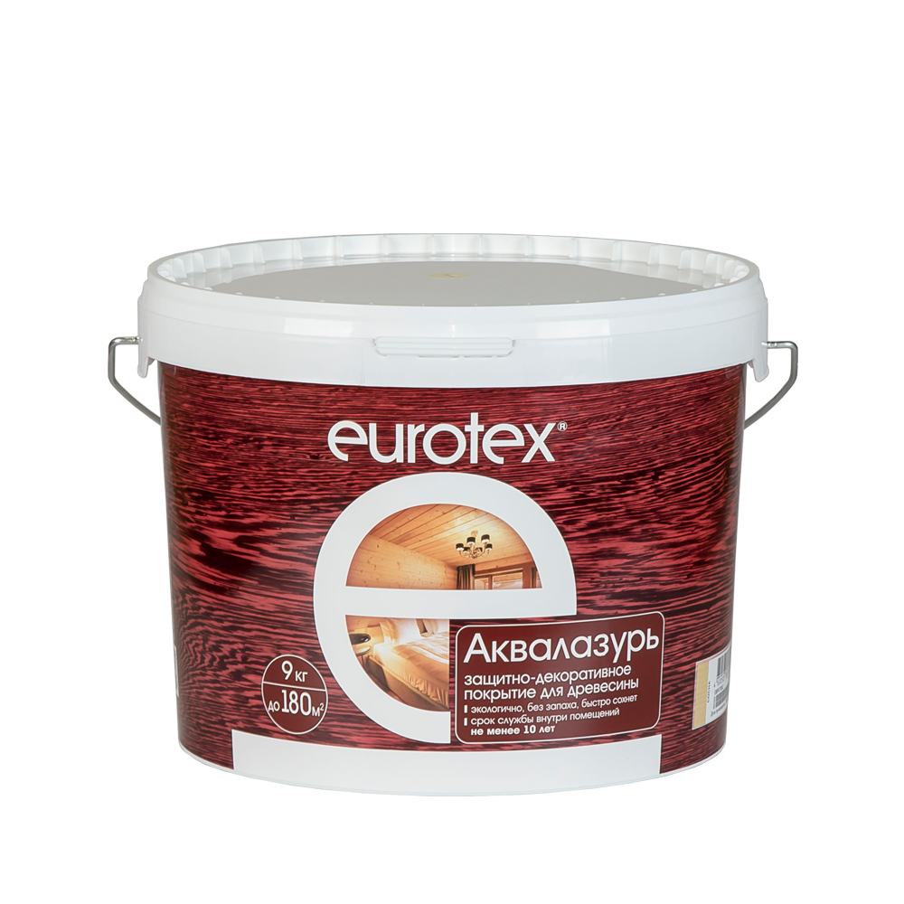 Eurotex / Евротекс Аквалазурь лак защитно-декор. для дерева акриловый лессирующий белый 9кг
