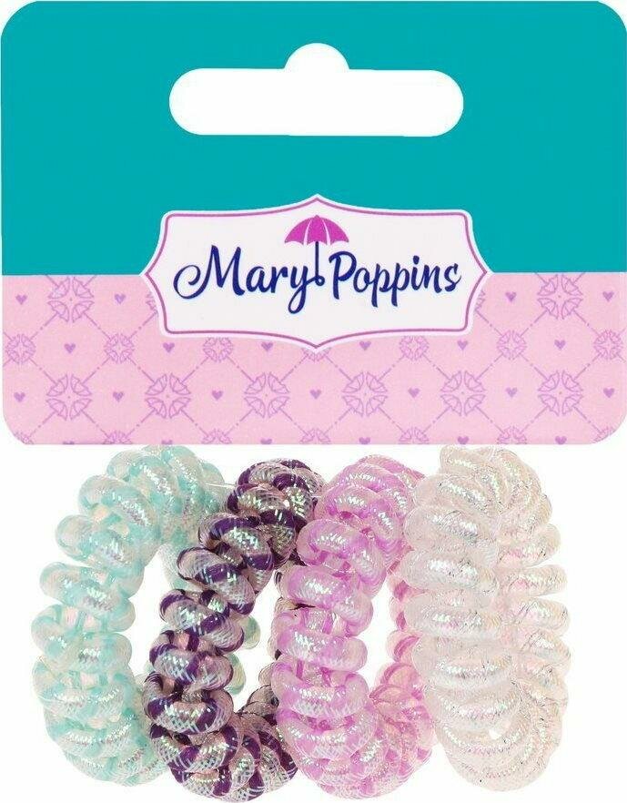 Резинки для волос Mary Poppins "Пружинка", полимерные материалы, 4 шт