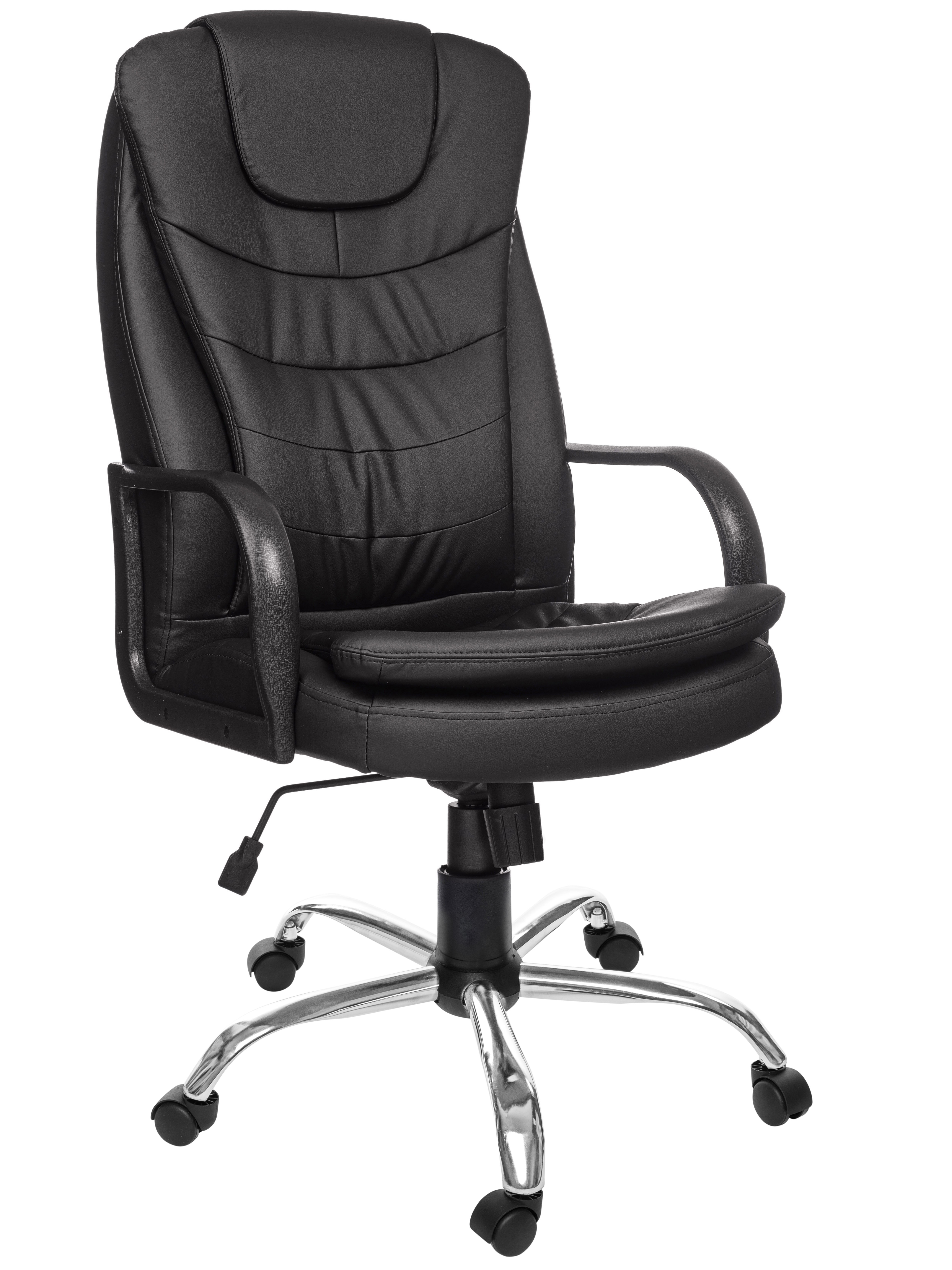 фото Кресло компьютерное офисное The World of Comfortt Patrick М (Хром) черный, обивка: искусственная кожа, крестовина металл
