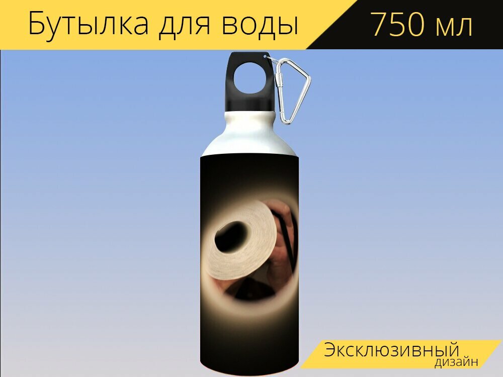 Бутылка фляга для воды "Verengter вид, роль, туалетная бумага" 750 мл. с карабином и принтом