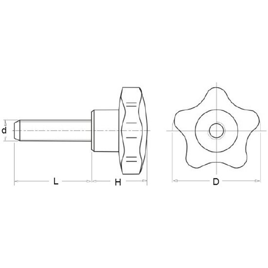 Рукоятка с наружной резьбой Woodwork 993.10.25, M10 D=50 L=25, 10 шт.