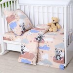 Постельное бельё BABY Панда, цвет бежевый, 112х147см,110х150см, 60х60см, бязь 142гр/м, 100% хлопок - изображение