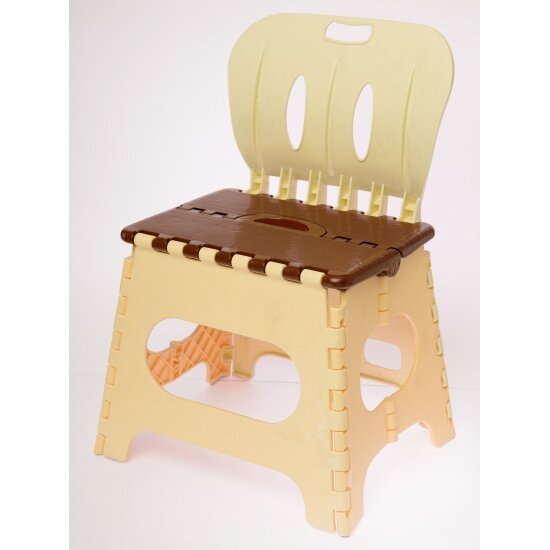 фото Табурет Color-x складной , со спинкой, коричнево-бежевый, 47х33х27 см, 90 кг-100204