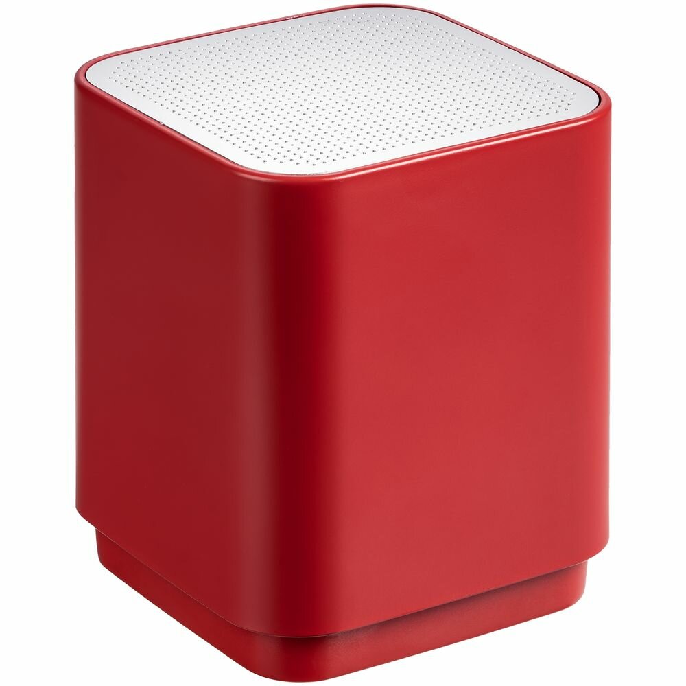Беспроводная колонка с подсветкой логотипа Glim, красная, 7х6х6 см; упаковка: 6,9x7x9,5 см, пластик, металл
