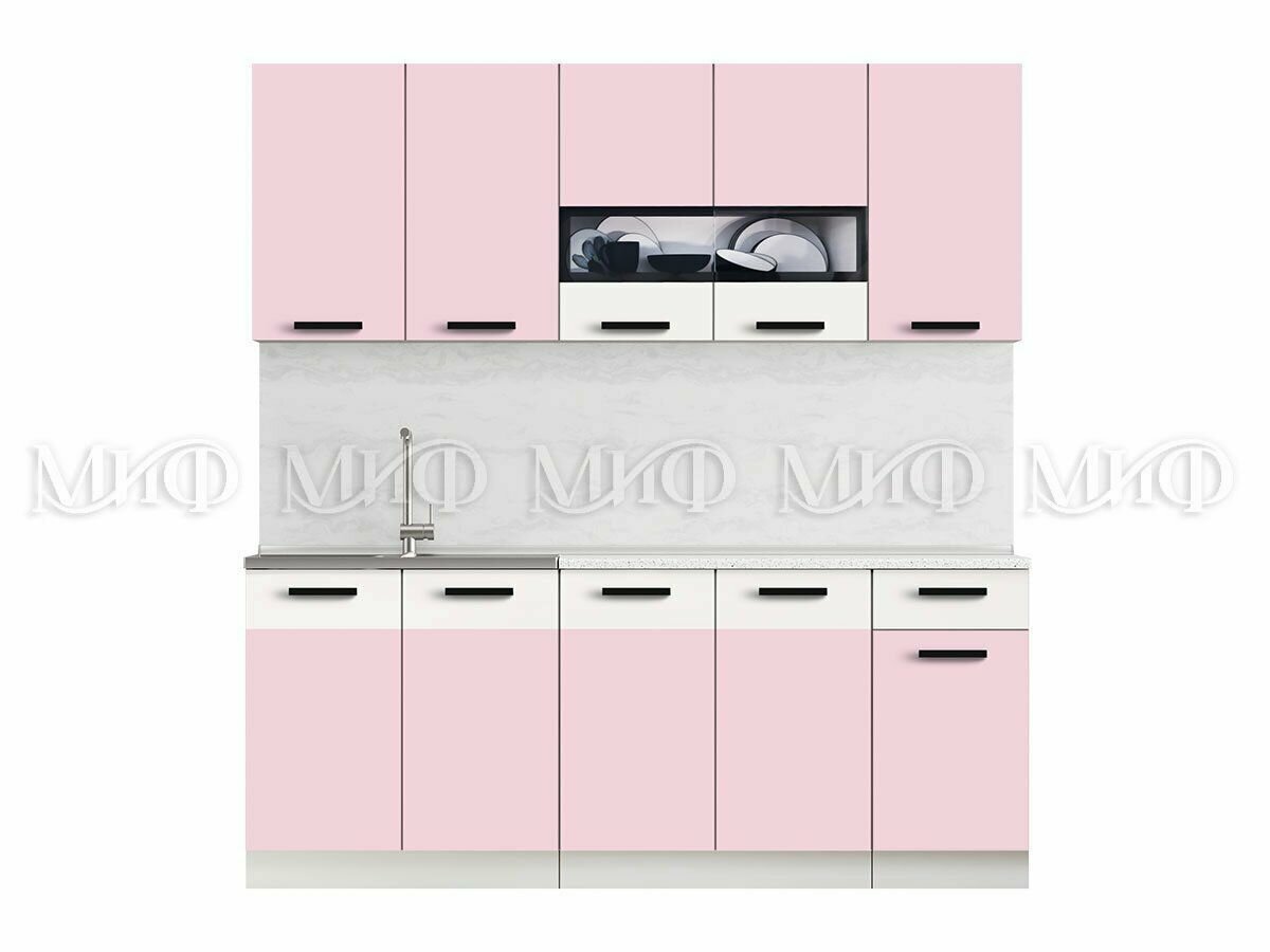 Кухня Рио 2м, розовый / бежевый , МИФ - фотография № 2