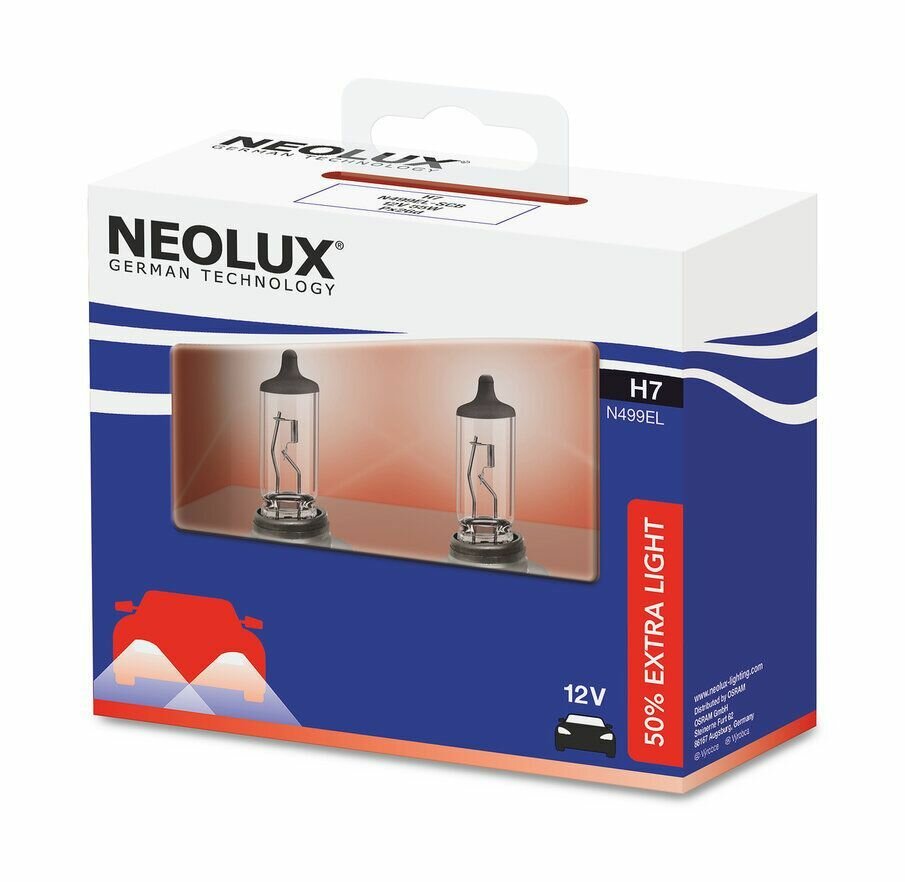 фото Галогеновые лампы h7 NEOLUX 55W 12V +50% яркости (комплект 2шт)