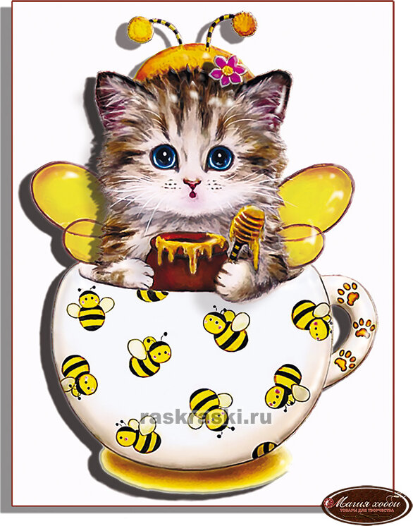 Папертоль Магия Хобби «Коточашка - пчелка», 10х12 см
