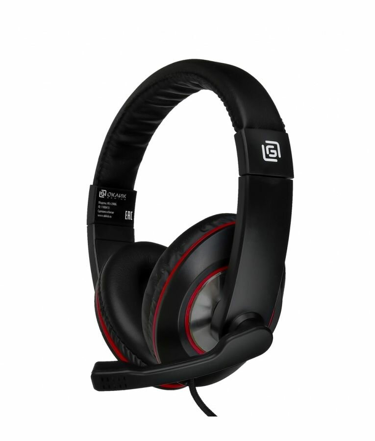 Наушники с микрофоном Oklick HS-L390G DRAGON черный/красный 1.8м мониторы (JD-728S) - фото №1