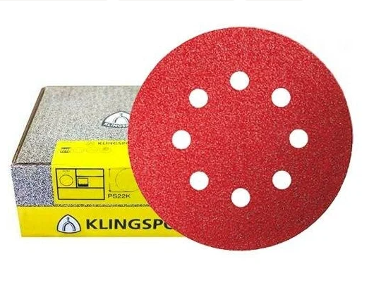 фото KLINGSPOR Круг шлифовальный на липучке для обработки красок, лаков и шпаклевок (125 мм; Р100; 8 отверстий) KLINGSPOR 270443