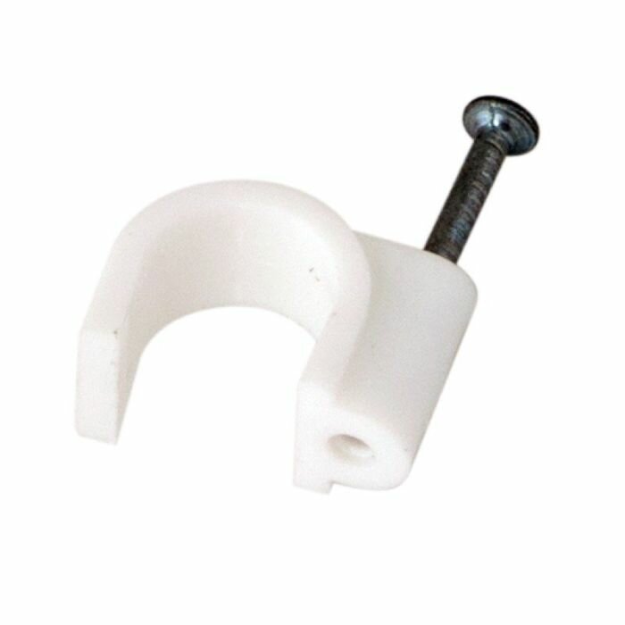 Скоба для кабеля Rexant 12мм, круглая, пластиковая, белый - фотография № 1
