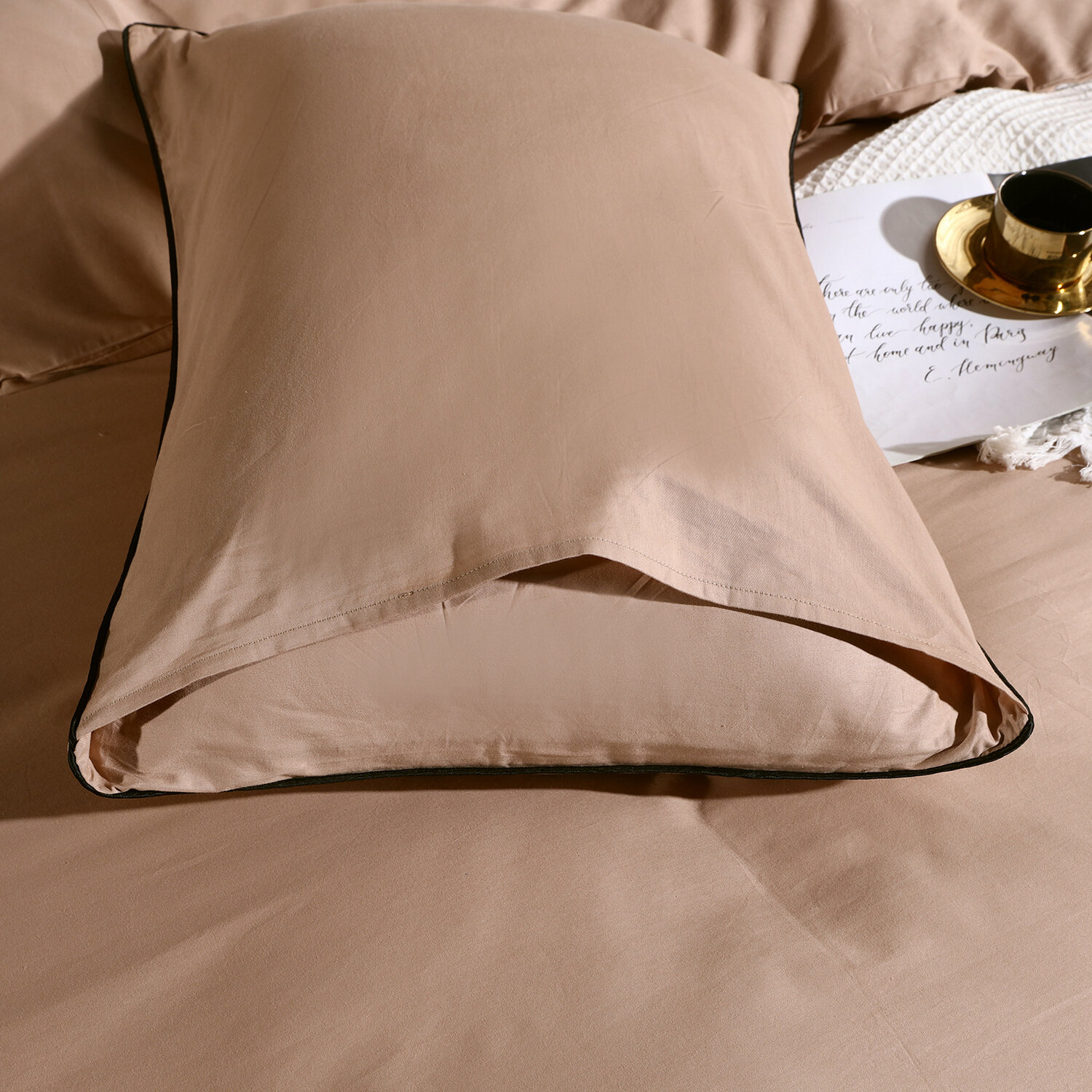 Комплект постельного белья Однотонный Сатин Элитный OCE015 - фотография № 7