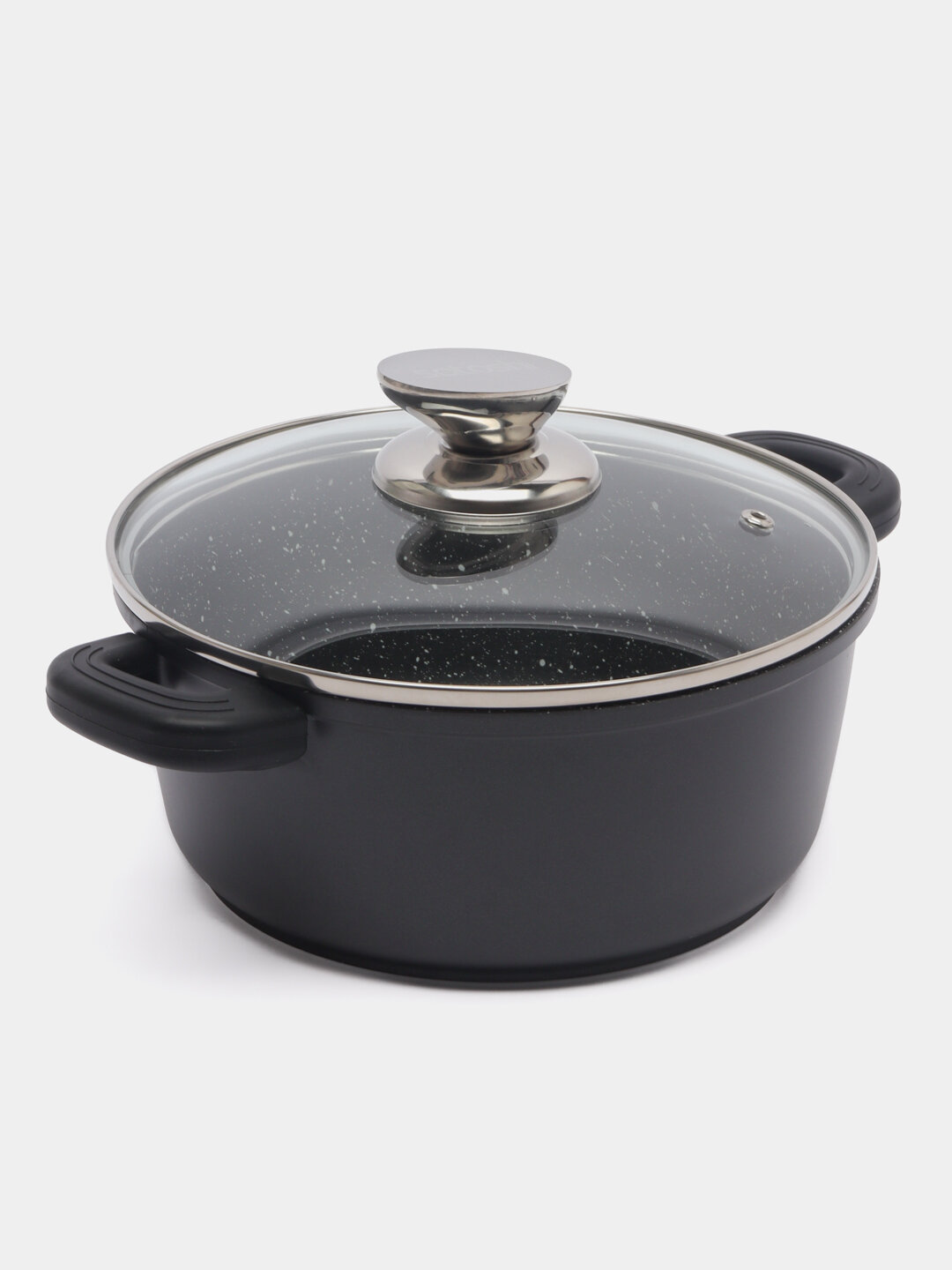 фото Кастрюля с крышкой Satoshi "Лион", антипригарное покрытие "Мрамор", силиконовые ручки, индукция, 20 см, 2 л