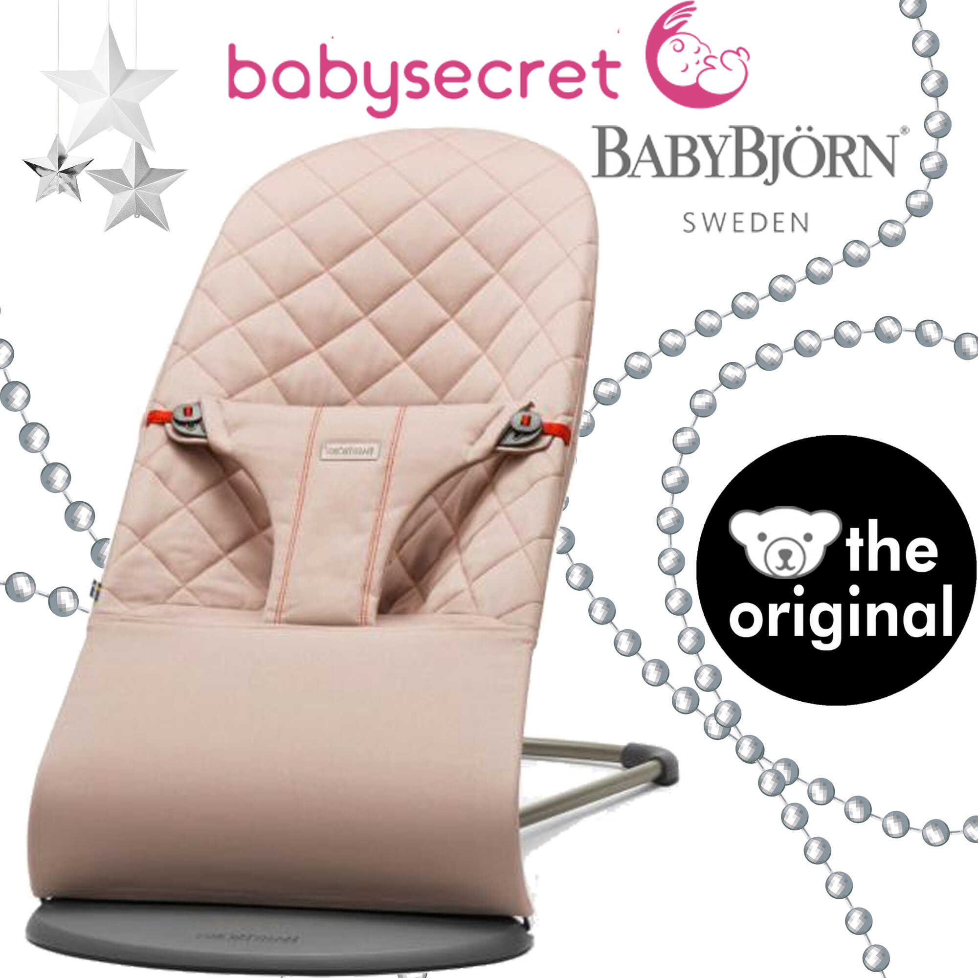 Шезлонг BabyBjorn Bliss Cotton, Classic Quilt, розовый (060.14)