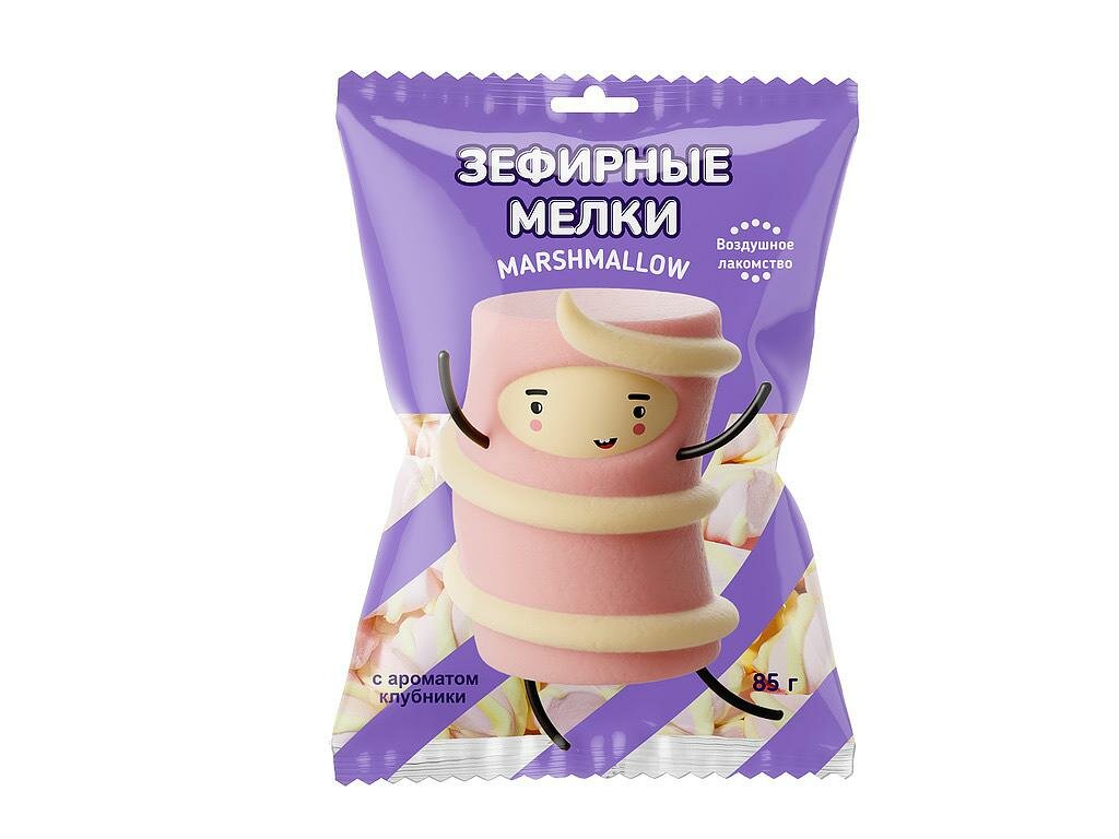 Маршмеллоу "Зефирные мелки" с ароматом клубники 85г