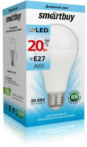 Комплект 16 шт. светодиодная LED лампа Smartbuy ЛОН A65 E27 20W(1600lm) 4000K 4K 152x80 SBL-A65-20-40K-E27 4154796