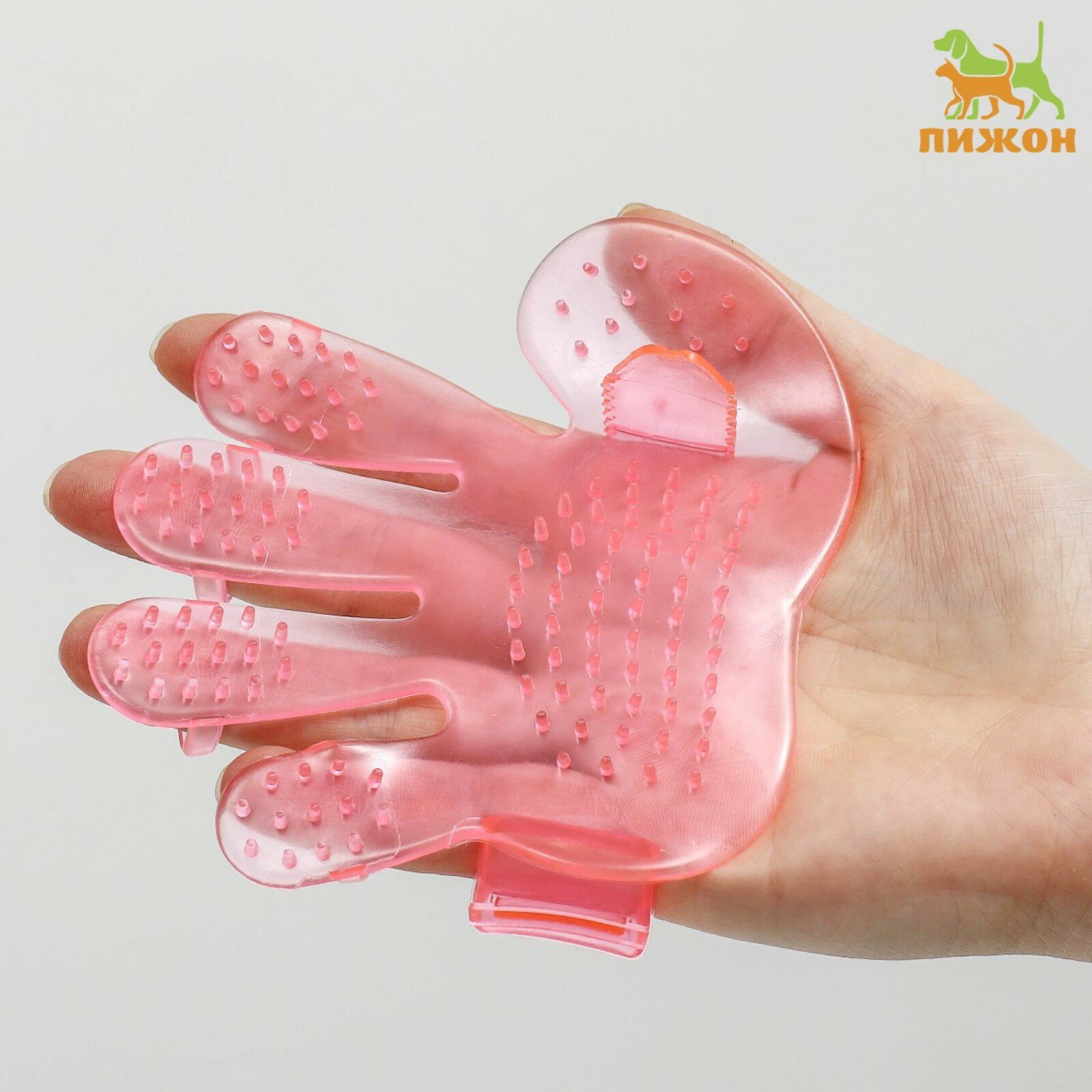Щетка массажная резиновая на руку, розовая - фотография № 1