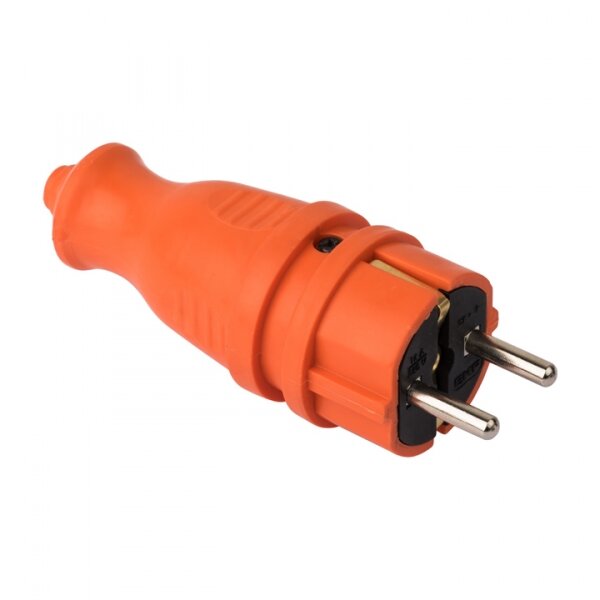 EKF PROxima Вилка оранжевая каучуковая прямая 230В 2P+PE 16A IP44 PRO RPS-011-16-230-44-ro (50 шт.)
