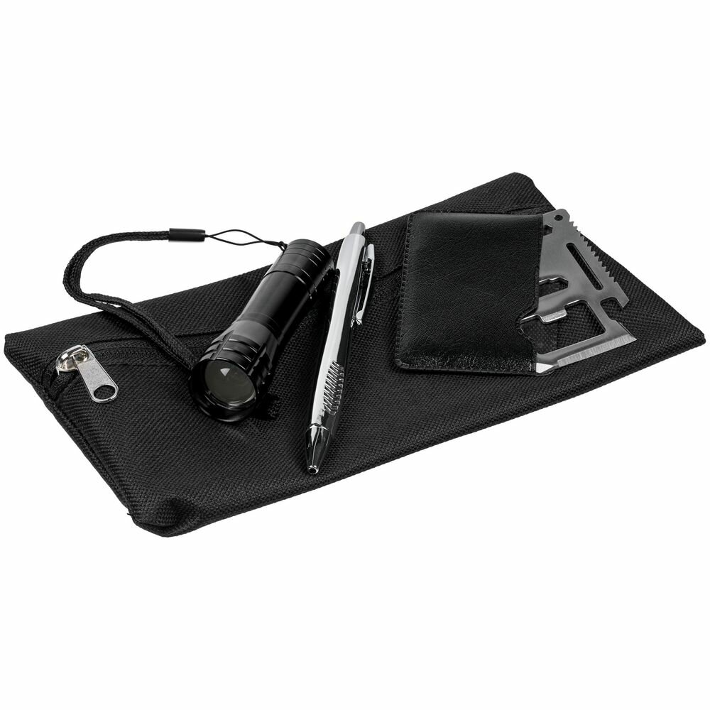 фото Набор Handy Part, черный, пенал: 22х12 см, фонарь - алюминий; мультитул - нержавеющая сталь, искусственная кожа; ручка - пластик