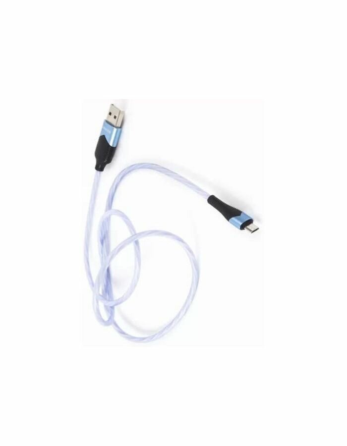Дата-кабель Borofone BU19 Streamer, USB - Micro-USB, 2.4А, с подсветкой, синий (23253) - фото №1