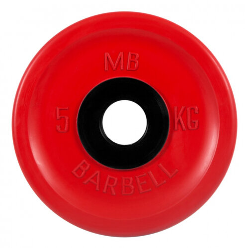 Диск MB Barbell олимпийский d 51 мм цветной 5,0 кг (красный)