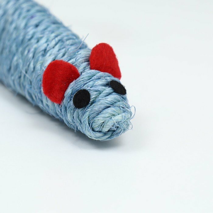 Игрушка сизалевая "Длинная мышь", 14,5 см, синяя (комплект из 13 шт) - фотография № 2