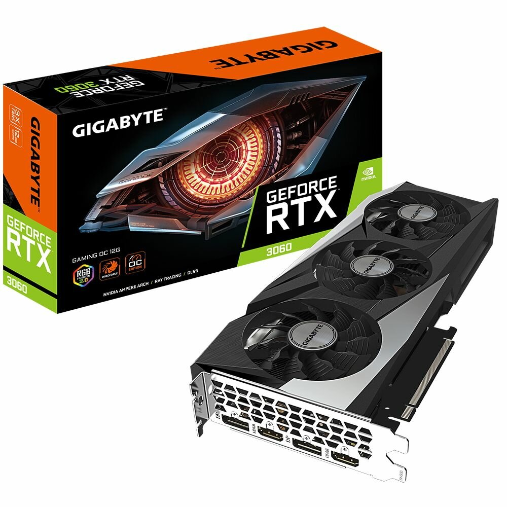 Gigabyte Видеокарта Gigabyte RTX3060 GAMING OC 12GB GDDR6 192bit 2xHDMI 2xDP LHR RTL {10} (309312) GeForce RTX 3060