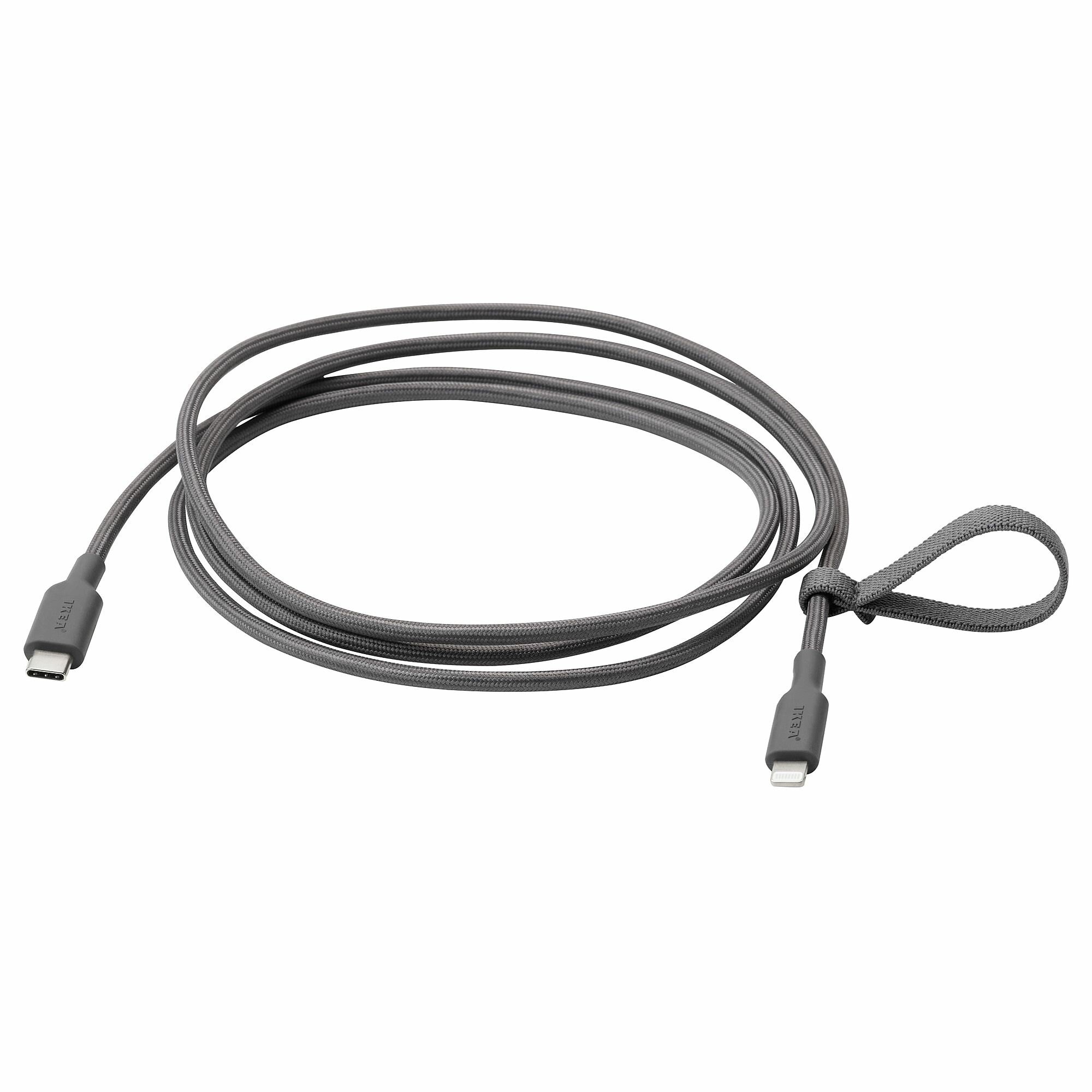 Икея / IKEA LILLHULT, LILLHULT, Кабель Lightning-USB-C, темно-серый, 1,5 м