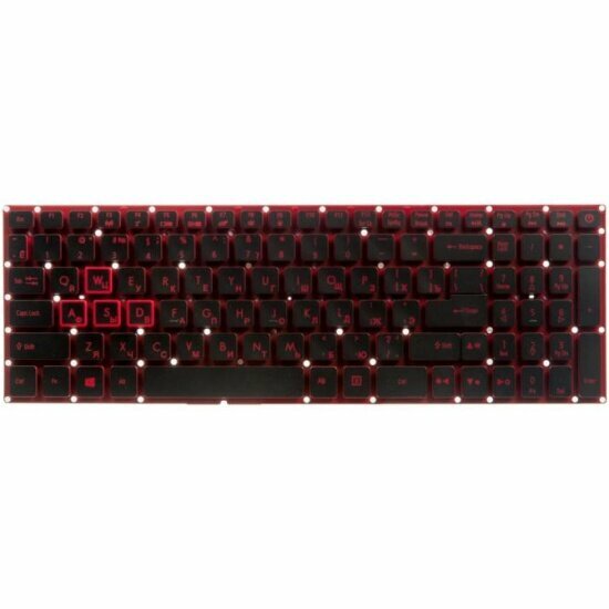 Клавиатура Rocknparts для Acer Nitro 5 AN515, AN515-51, AN515-52, AN515-53 черная с красной подсветкой 743889