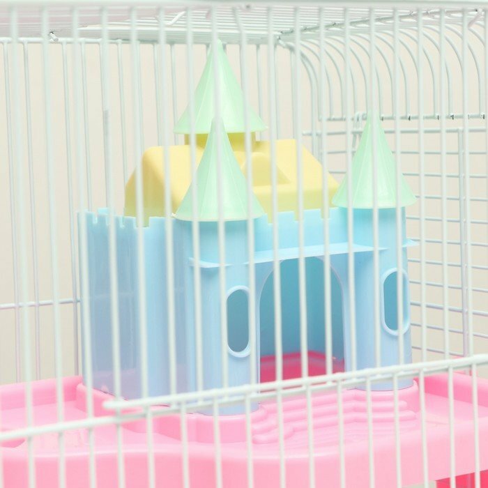 Клетка для грызунов "Пижон" с замком, 31 х 24 х 27 см, розовая - фотография № 4