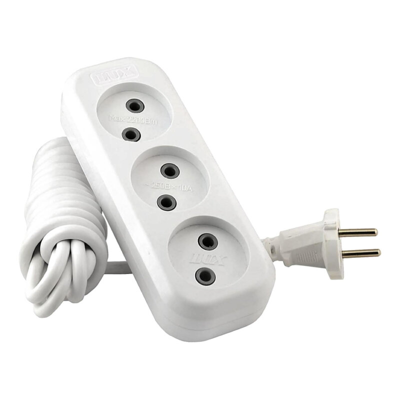 фото Удлинитель LUX У3-О-02 3-местный б/заз., 250В 10А, 2м