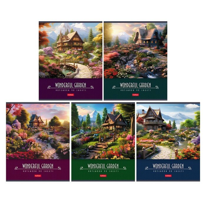 фото Тетрадь 96 листов в клетку "Дивный сад", обложка мелованный картон, матовая ламинация, тиснение, блок офсет 65г/м2