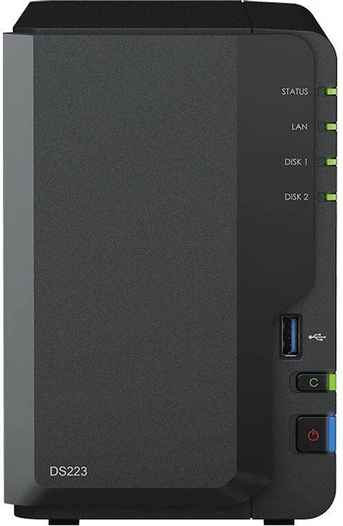 Сетевой накопитель Synology 2x3.5”/2.5" SATA, 3xUSB3.2Gen1, UTP Gigabit, без HDD - фото №1