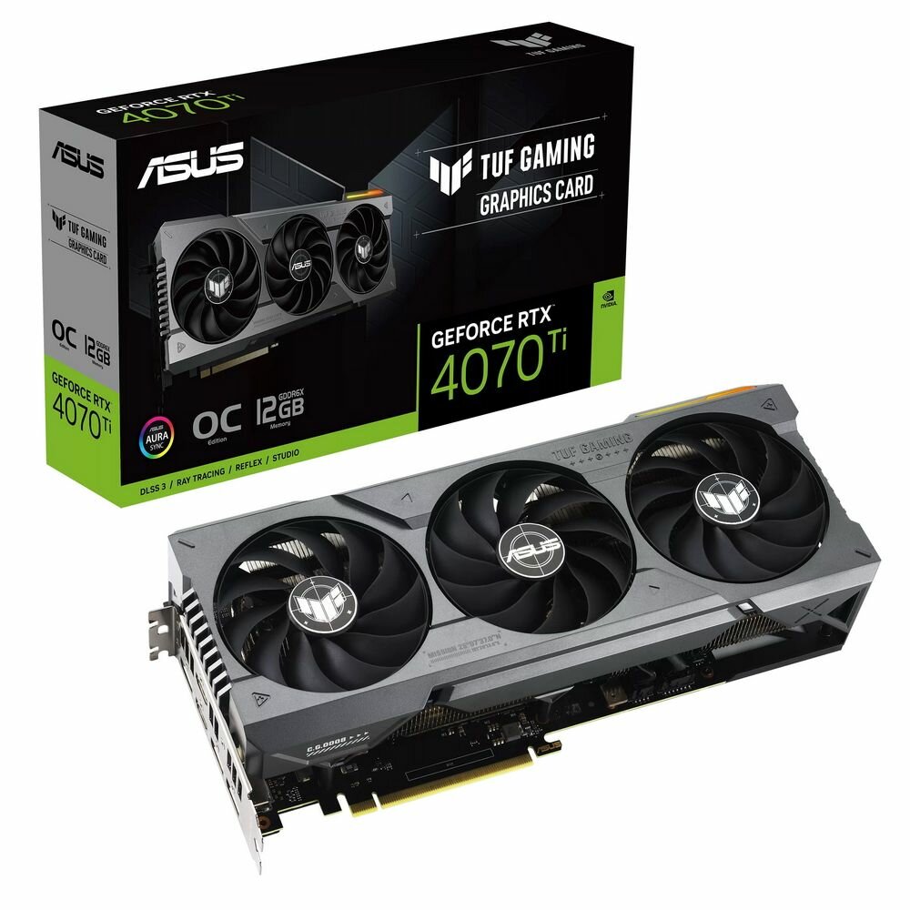 ASUS Видеокарта ASUS TUF-RTX4070TI-O12G-GAMING /RTX4070TI,HDMI*2,DP*3,12G,D6X (90YV0IJ0-M0NA00) /RTX4070TI,HDMI*2,DP*3,12G,D6X (90YV0IJ0-M0NA00) TUF-RTX4070TI-O12G-GAMING