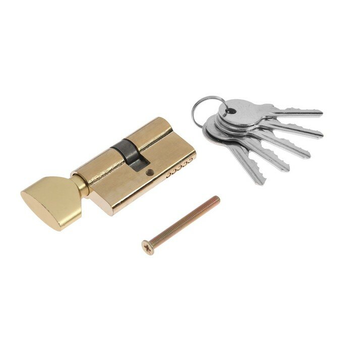 Цилиндровый механизм 60 мм с вертушкой английский ключ 5 ключей цвет золото (арт. 2921832)