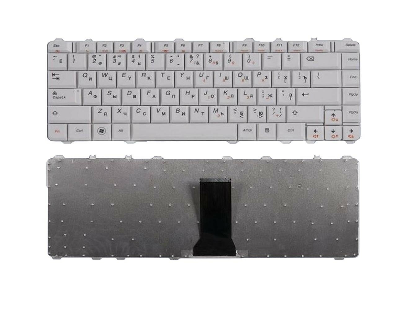 Клавиатура для ноутбука Lenovo IdeaPad C200 B460 Y450 Y450A Y450G Y450AW Y460 Y460A Y550 Плоский Enter. Белая без рамки