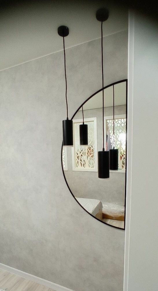 Зеркало с подсветкой настенное для ванной Полукруг левый 90*180см сенсорная кнопка, черная окантовка по периметру - фотография № 7