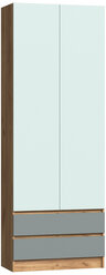 Шкаф Миф Челси Color 2-х дверный комбинированный мята / сумеречный голубой / дуб крафт 80x40x220 см