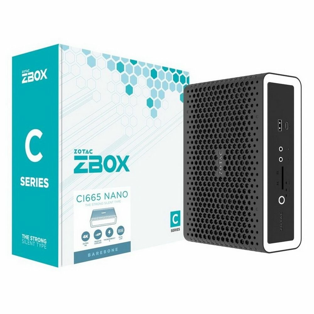 Zotac Платформа системного блока с ЦПУ Zotac ZBOX NANO ZBOX-CI665NANO SFF, FANLESS, i7-1165G7, 2X DDR4 SODIMM, 2.5" SATAIII BAY, 2 GLAN, WIFI, BT, DP/HDMI, EU+UK PLUG (624056) ZBOX-C