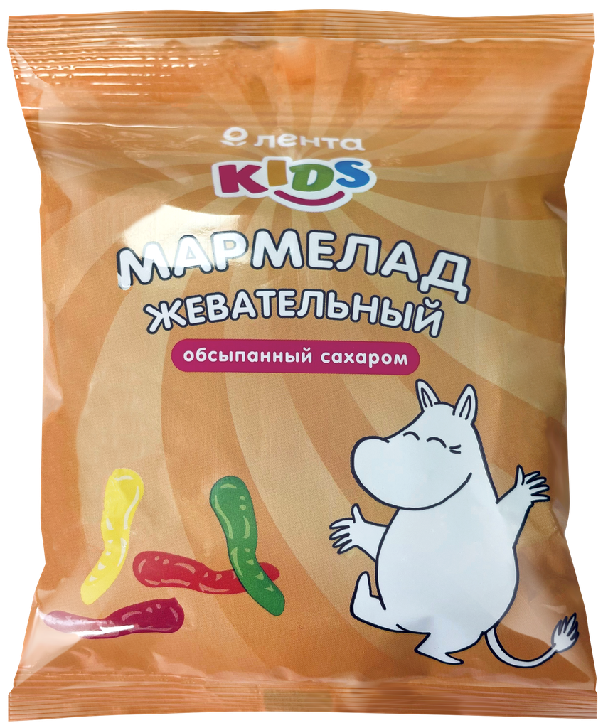 Мармелад жевательный лента KIDS Муми-тролли, червячки-малыши, в сахарной обсыпке, 70г