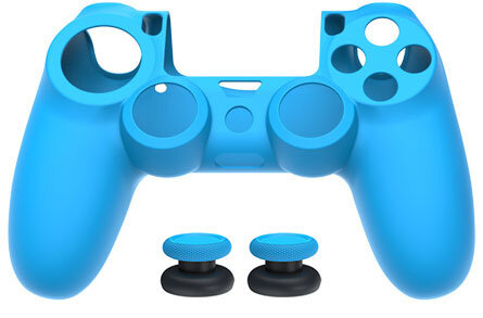фото Силиконовый чехол + насадки для геймпада PS4 (Dobe TP4-0425) Blue