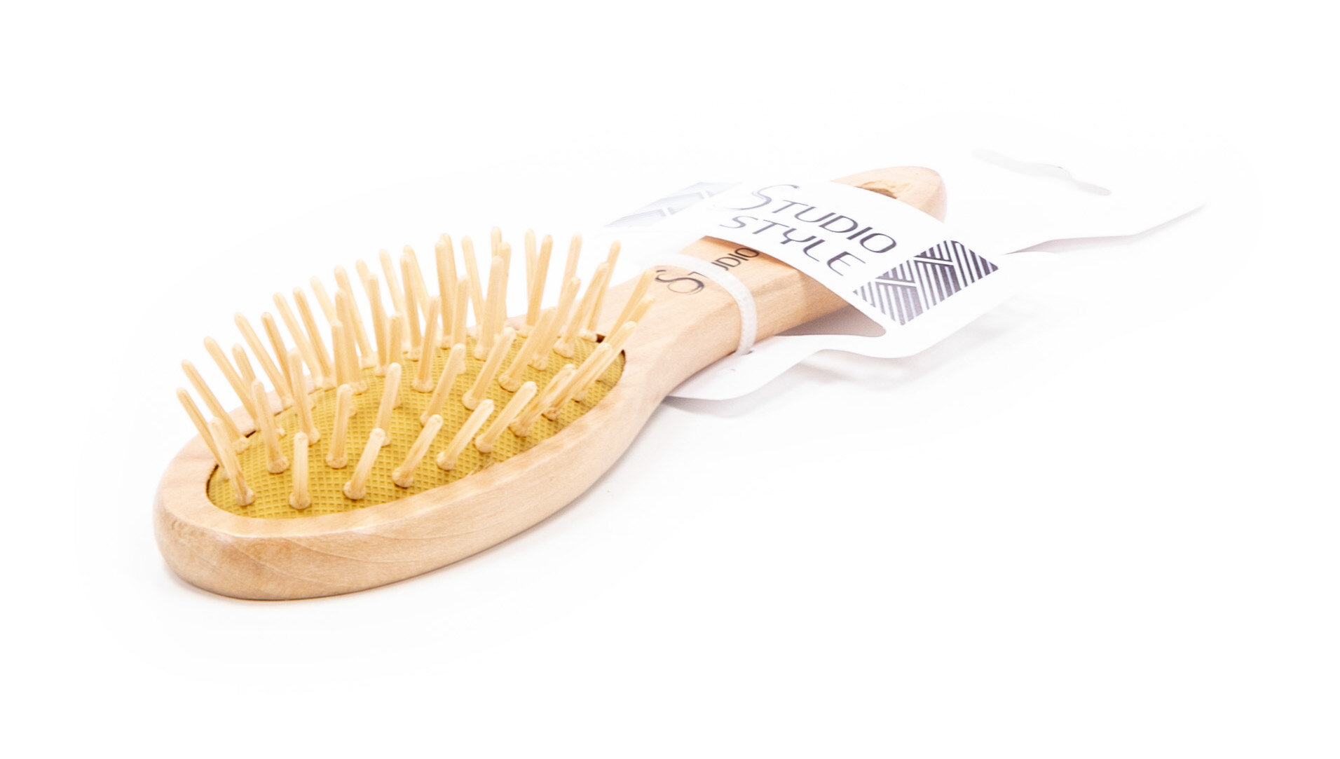 фото Щетка для волос Studio Style / Студио Стайл деревянная с пластиковыми зубчиками малая / расческа массажная