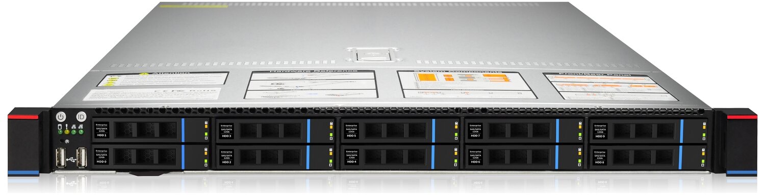 Серверная платформа Gooxi SR101-D10R 0.22.001.0314/1U/2xSP3/ 32xDDR4-3200/ 10x2.5"M.2
