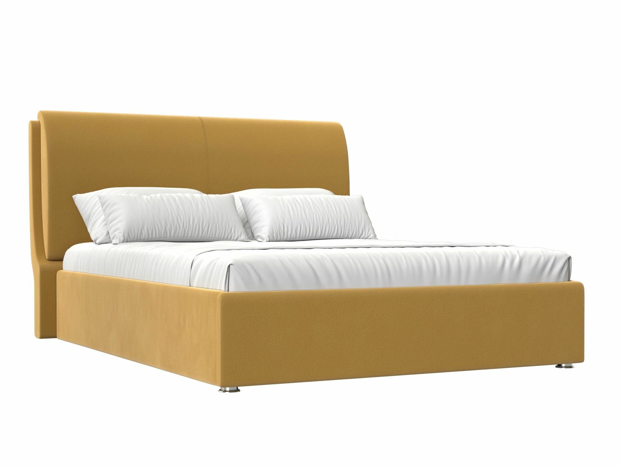Интерьерная кровать Принцесса 160, Микровельвет желтый