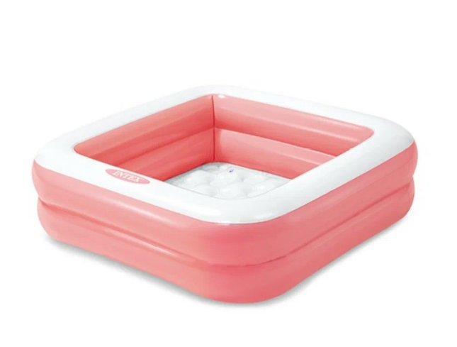 Бассейн надувной детский "Плейбокс" 86х86х25 см 1-3 лет цвет розовый Intex 57100