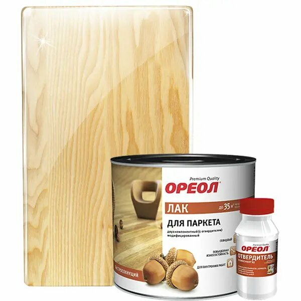 фото Лак паркетный Ореол с отвердителем глянцевый бесцветный 1.776 кг