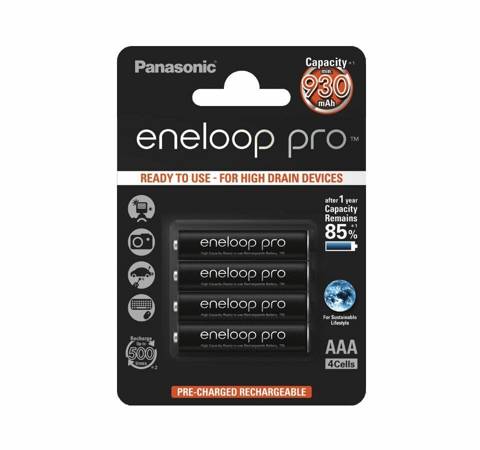 Аккумулятор Panasonic Eneloop Pro AAA 900 4BP (BK-4HCDE/4BE)