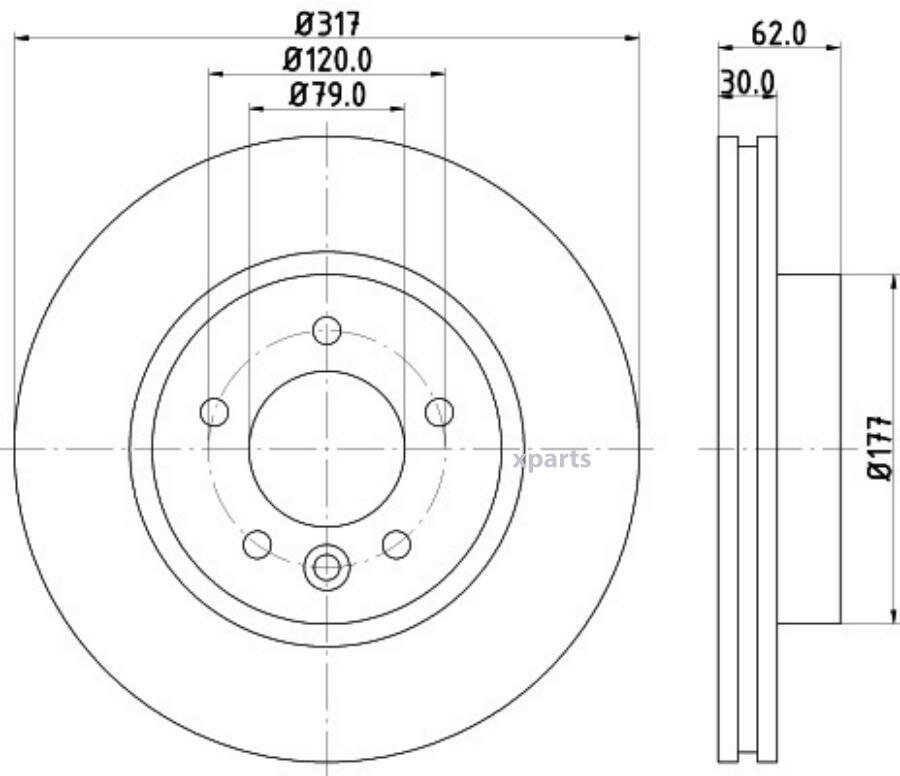 BEHR-HELLA 8DD355118-641 Диск тормозной перед (черный)