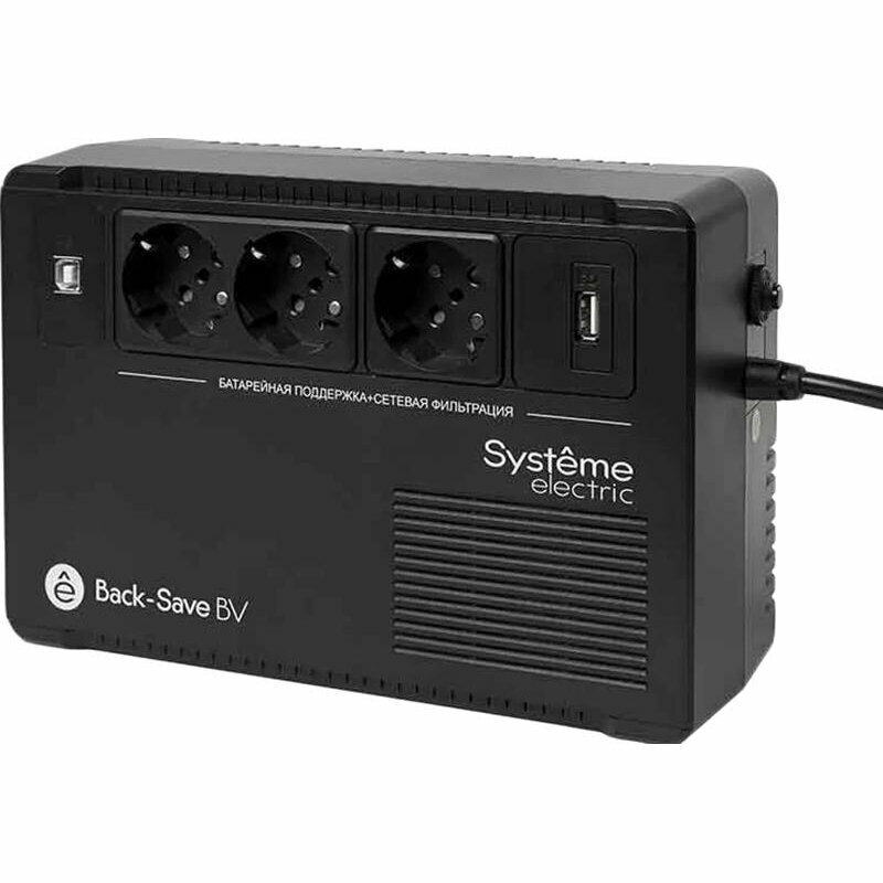 ИБП Systeme Electric Back-Save BV 600 ВА 3xSchuko 230В USB (BVSE600RS) 1842525