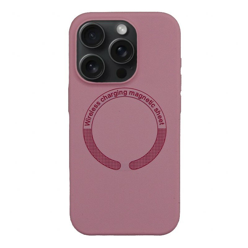 Чехол-накладка для iPhone 15 Pro, Silicon Case, магнитный (MagSafe), без лого, X-CASE, бледно-розовый